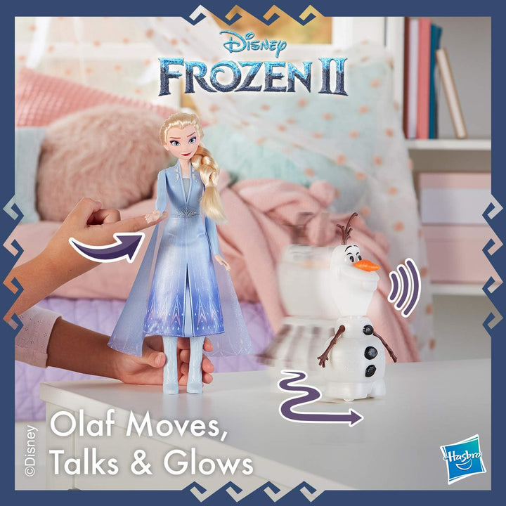 Disney Frozen Talk and Glow Olaf and Elsa Dolls, Remote Control Elsa Activates Talking, Dancing, Glo
