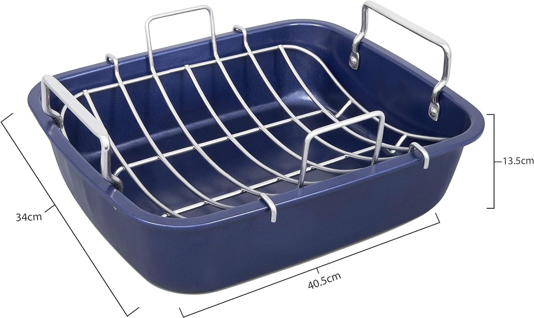 Zyliss E980206 Bratform für Braten, Antihaftbeschichtung, Carbonstahl, Dunkelblau, Backform/Backform