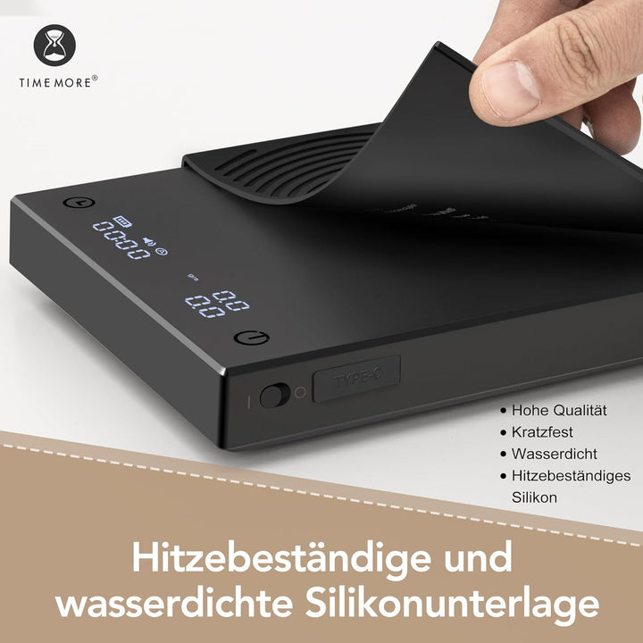Black Mirror Basic 2, TIMEMORE Kaffeewaage mit Timer, Durchflusskontrolle, 0,1g Genauigkeit, mit aut