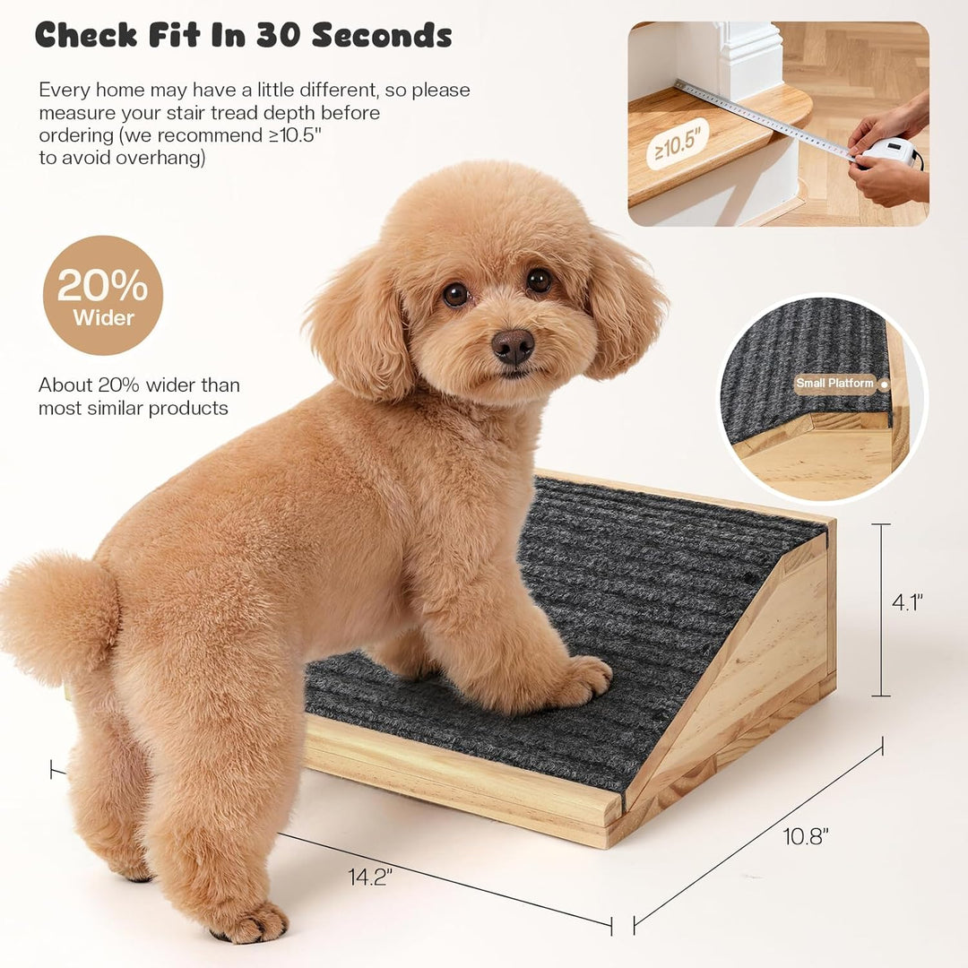 3er-Pack Hunderampe aus Holz, rutschfeste Haustiertreppe für kleine Hunde mit Teppichoberfläche, nie