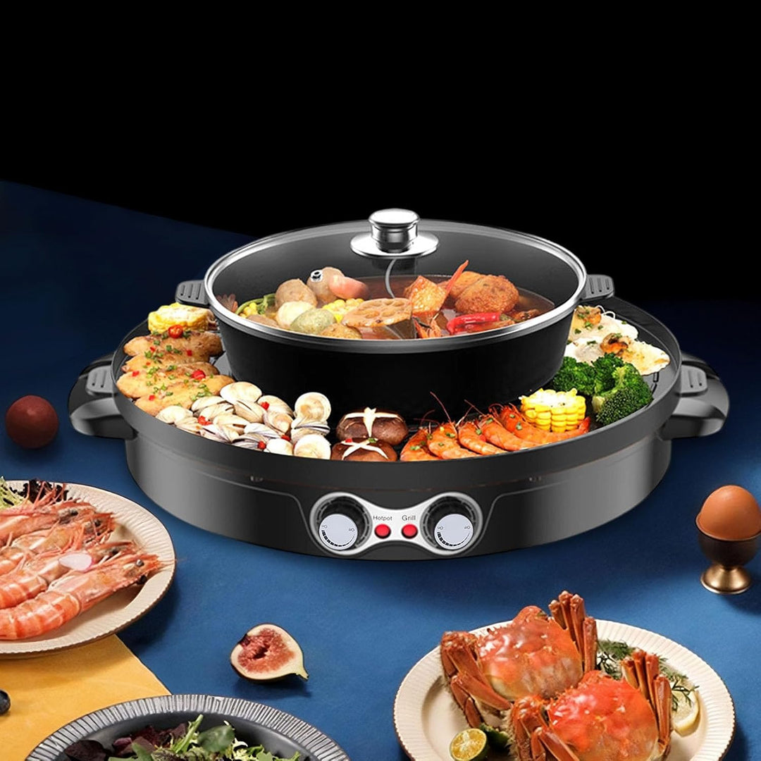 2000W Hot Pot Elektrisch Hotpot Topf 220V Elektrogrill 2 in 1 Multifunktion Elektrische Grill Hot po