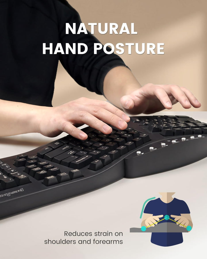 Perixx PERIBOARD 512 Ergonomische Tastatur USB QWERTY US English Layout, Schwarz Kabelgebunden, Kabe