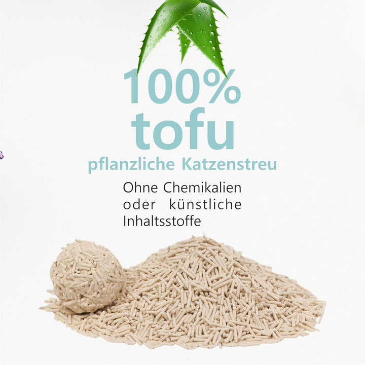Tofu-Katzenstreu für Katzen (18L/7,5Kg) - Natürlich und biologisch abbaubar - Sofort klumpend, staub