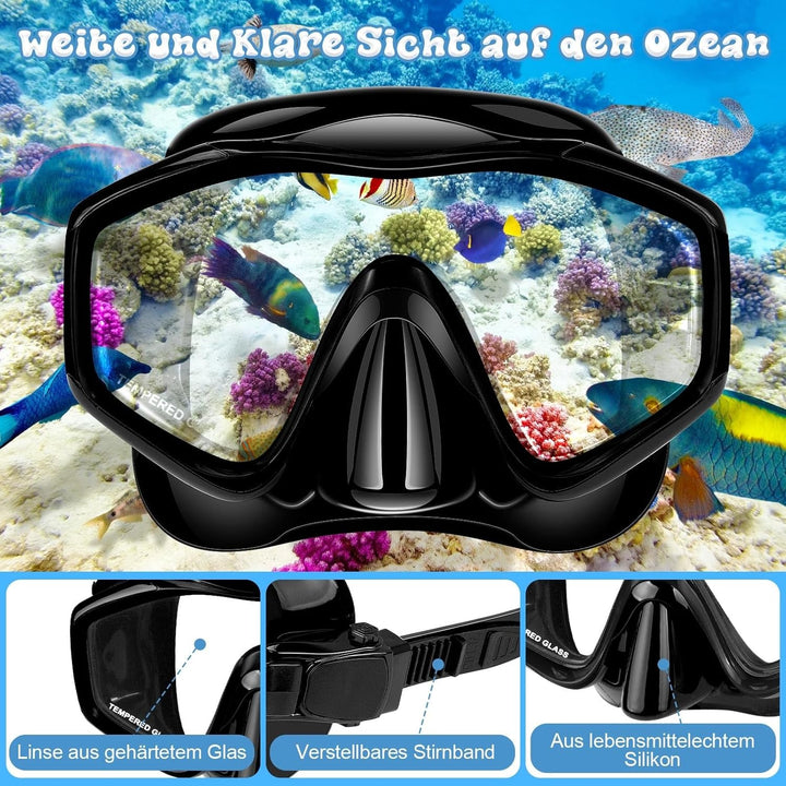 MILFECH Schnorchelset Erwachsene, Schnorcheln Set mit Taucherbrille und Trocken Schnorchel,Anti-Fog