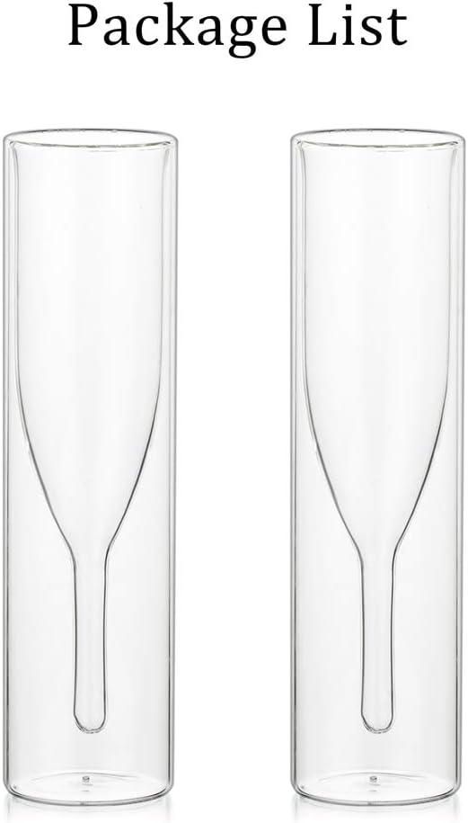 Sziqiqi Massive Doppelwandige Champagnerglas Kristallgläser, Classics Tulip Goblet Stemless Clear Gl
