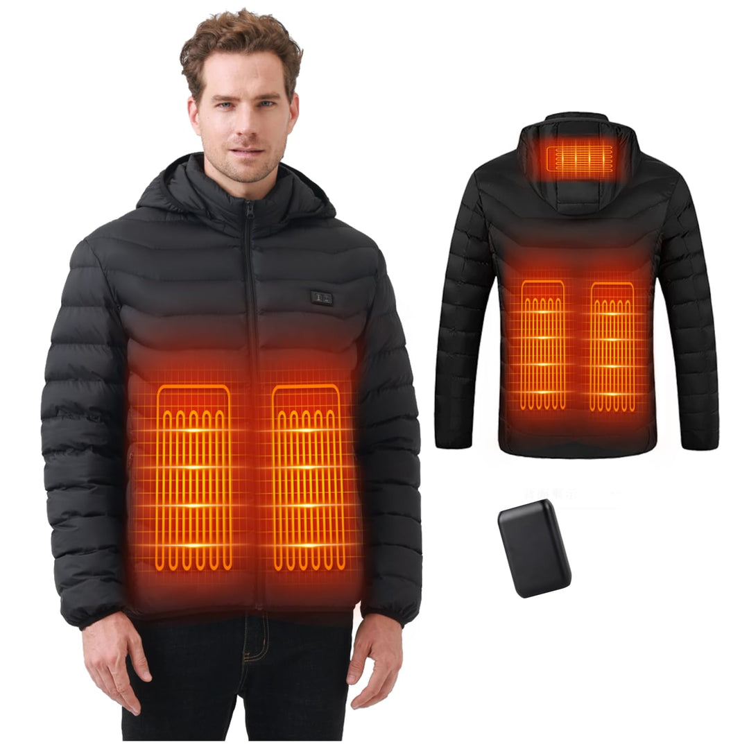 Beheizbare Jacke - Heizjacke mit Akku 10000mAh - Warme Heizjacke für Herren Damen 5 Heizzonen, 3 Tem