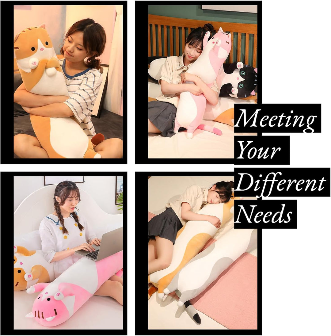 Aiuidun Lange Katze Kuscheltier Stofftiere Katzen Plüsch Kisse Süsse Kätzchen Plüschtier Schlafkisse