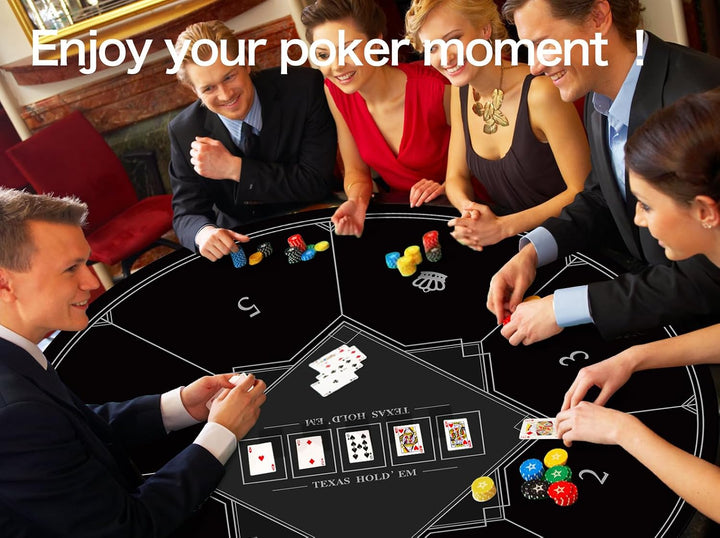 LaiEr Runde Poker Matte, 24/31/47/55 Zoll 6-8 Person Texas Poker Gummimatte, Faltbare Tischplatte, t