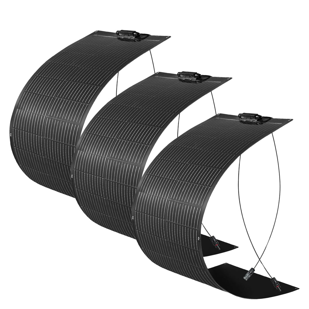 Solarpanel Flexibel 300W 12V, Flexibles Solarpanel Schmal Lang Schwarz, Solarmodul Flexibel Wohnmobi