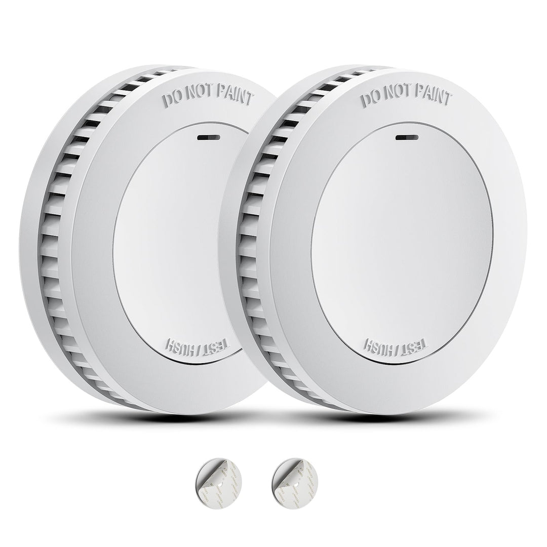 2er MINI Rauchmelder Set 10 Jahre Batterie, feuermelder ohne fehlalarme, brandmelder flach zum klebe