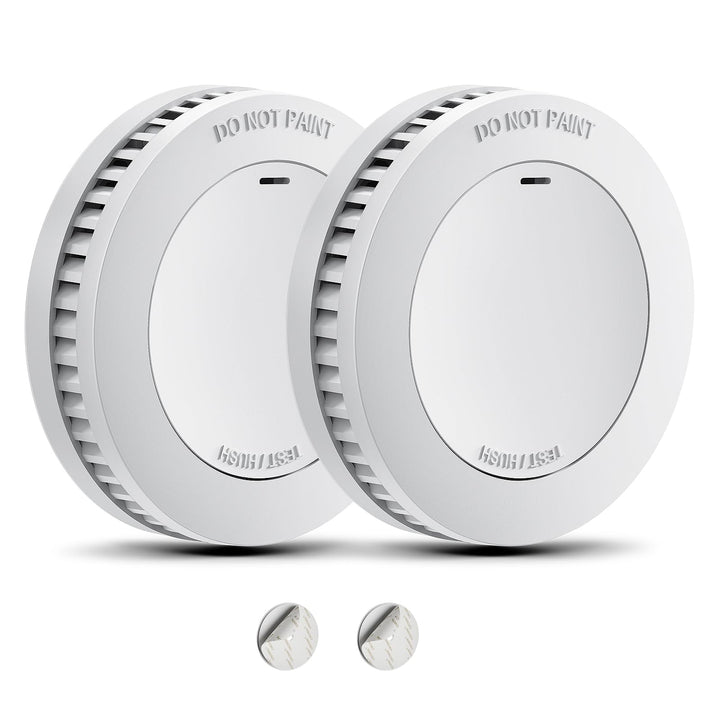 2er MINI Rauchmelder Set 10 Jahre Batterie, feuermelder ohne fehlalarme, brandmelder flach zum klebe