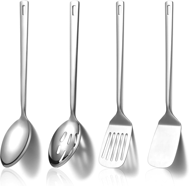 HOMQUEN Edelstahl Küchenutensilien Set 4pcs, Kochutensilien Set, Küchenwerkzeuge Spatel Set, Kochlöf
