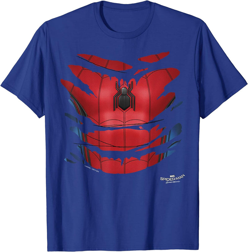 Mens Marvel Spider-Man Homecoming Suit Wearable Costume T-Shirt Large Royal Blue