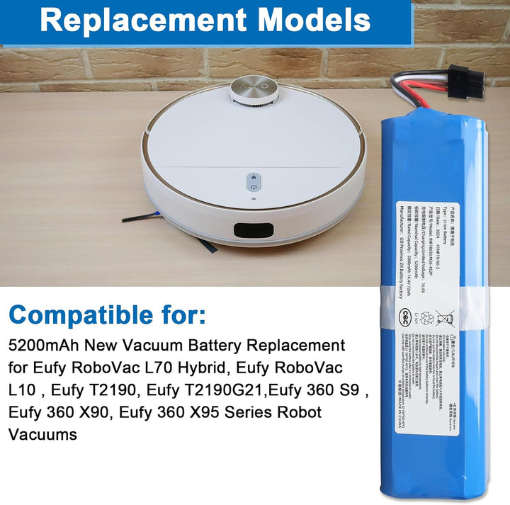 5200mAh Neuer Staubsauger-Akku,Ersatz für Eufy RoboVac L70 Hybrid,L10,T2190,T2190G21, Eufy 360 S9, E