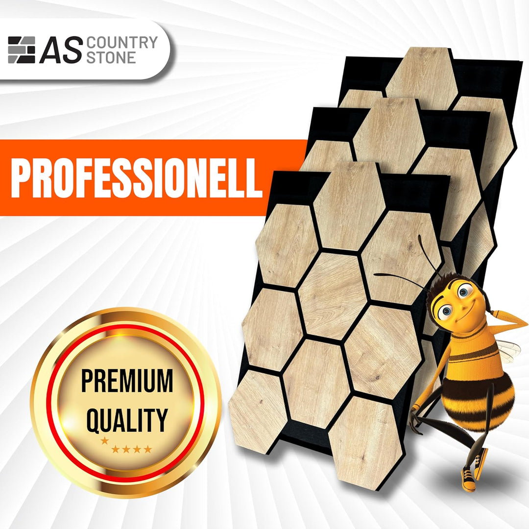 AS Country Stone® Akustikpaneele Holz | 4x Stück - 80cm x 65cm | echtes Holz | Effektive Schalldämmu