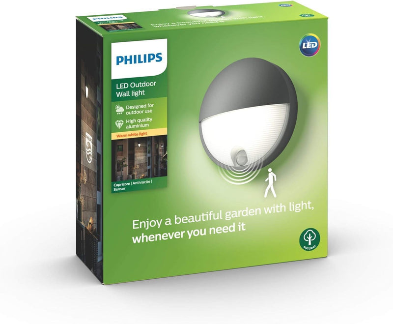 Philips myGarden LED Capricorn Wandaussenleuchte mit Bewegungssensor, 6W, Grau Grau Wandleuchte mit