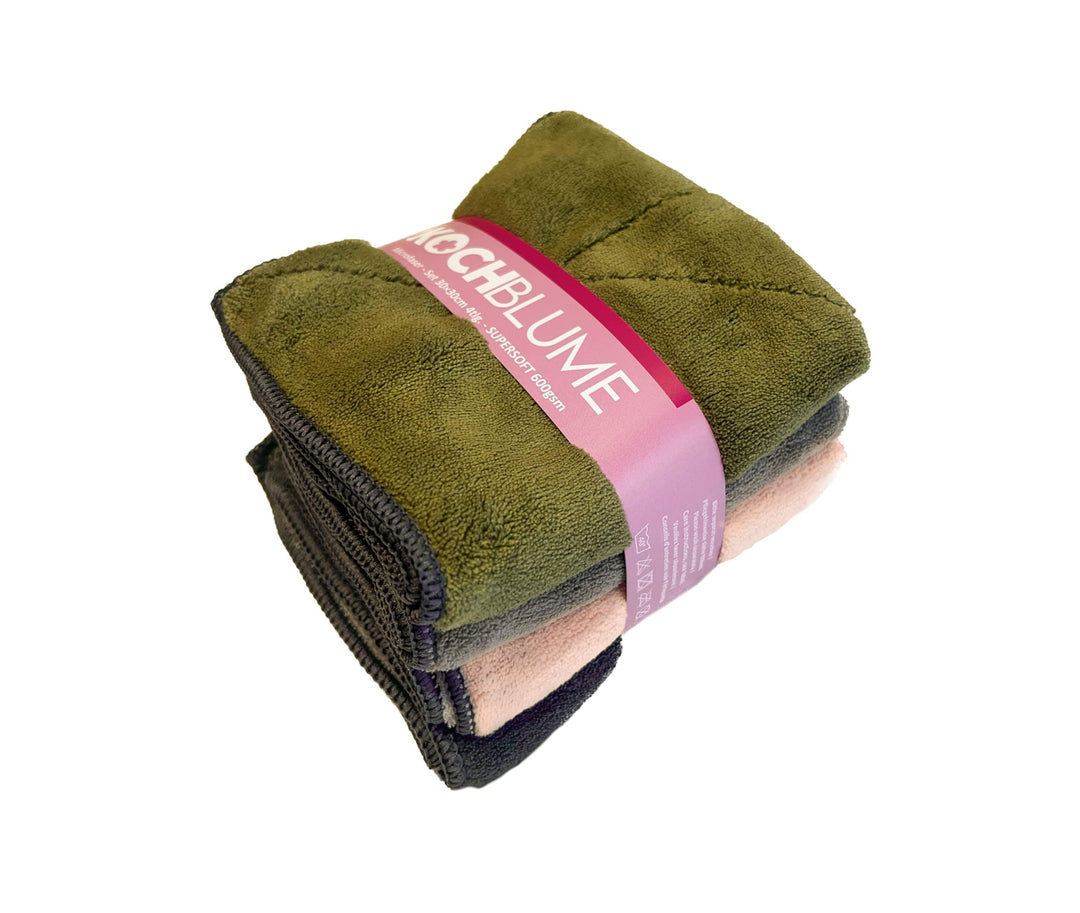 Kochblume Microfasertuch Farbmix Set 4-8-12er Set | Microfasertuch Putztuch 30 x 30cm | Aufnahmefähi