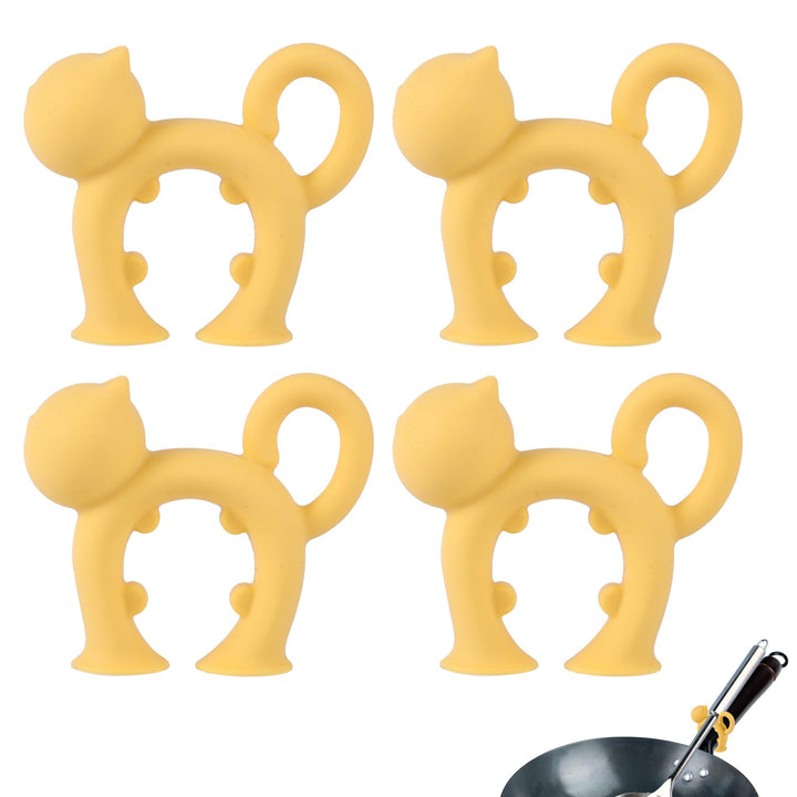 BOXOB 4st Löffelhalter für Topf, Katzenform Silikon Spatelhalter Gestell Süss Hitzebeständig Utensil
