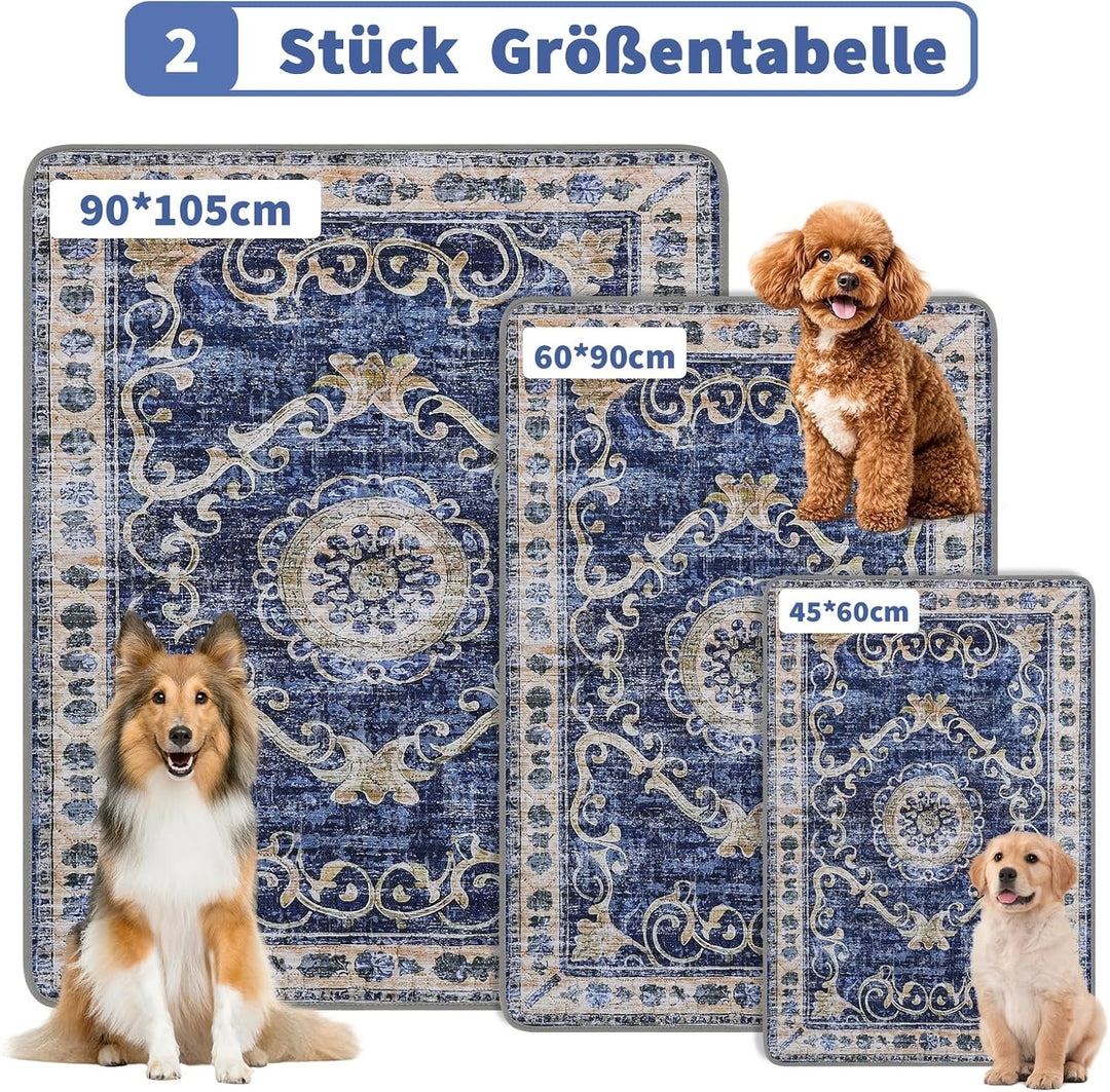 Welpen Unterlagen Waschbar, 2 Stück PIPI Matten für Hunde, Schnell Saugfähige Wiederverwendbare Inko