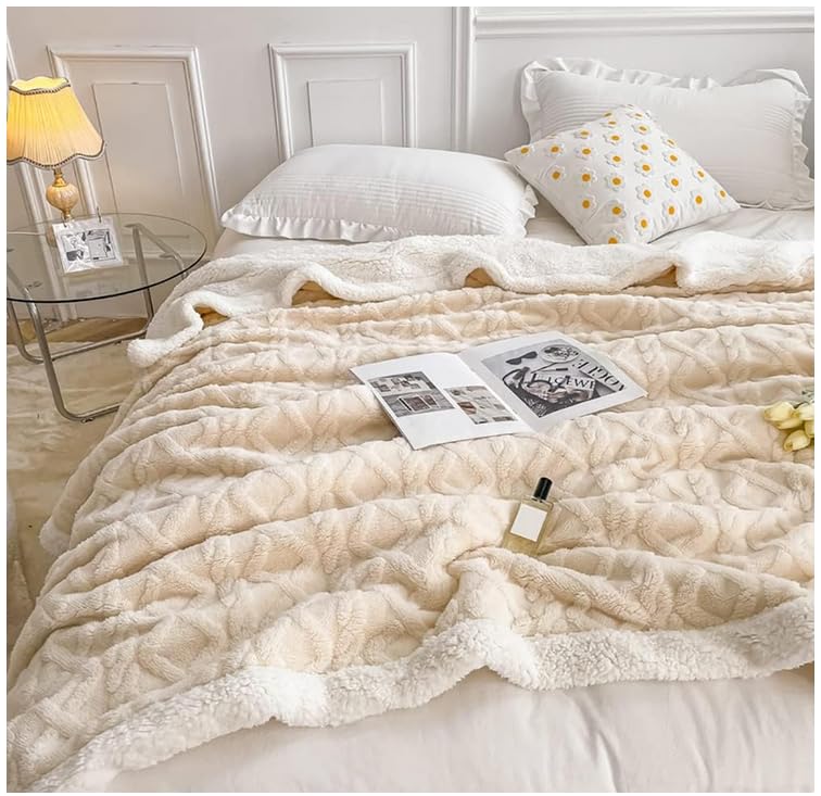 WONGS BEDDING Kuscheldecke 220x240 Flauschig Sherpa Decke, Sofaüberwurf Fleecedecke, Dick Sofadecke