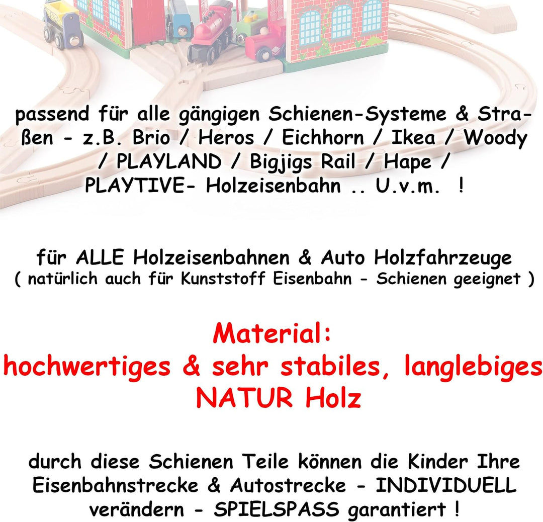 alles-meine.de GmbH Set: 16 Stück Holz - Schienen - kleine - Kurze Kurven - für Eisenbahn/Holzeisenb