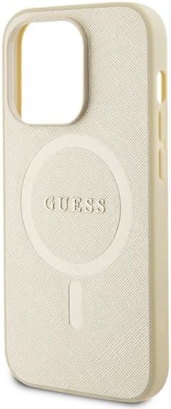 GUESS GUHMP15LPSAHMCB Hülle für iPhone 15 Pro 6.1" golden hardcase Saffiano