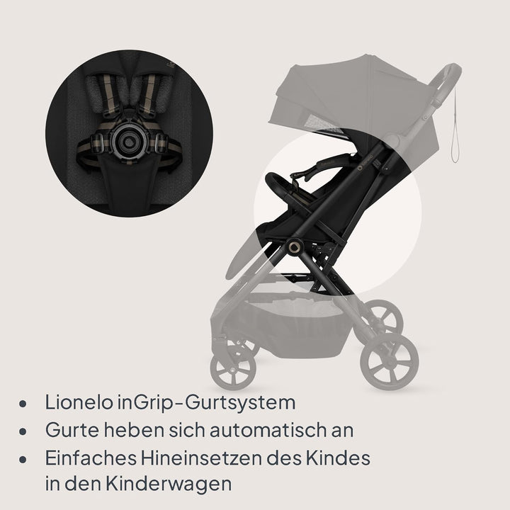 Lionelo Tansi Reisebuggy bis 22 kg, 6 Monate–4 Jahre, Kompakt Faltbar mit Einhand Auto Folding, Grav