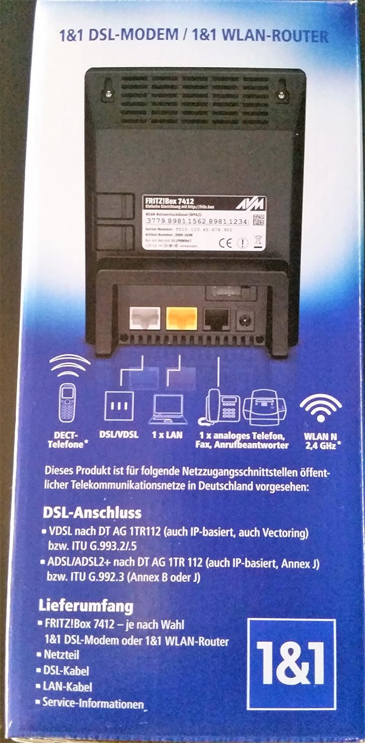 Fritzbox 7412 von 1&1 DSL Modem/WLAN Router