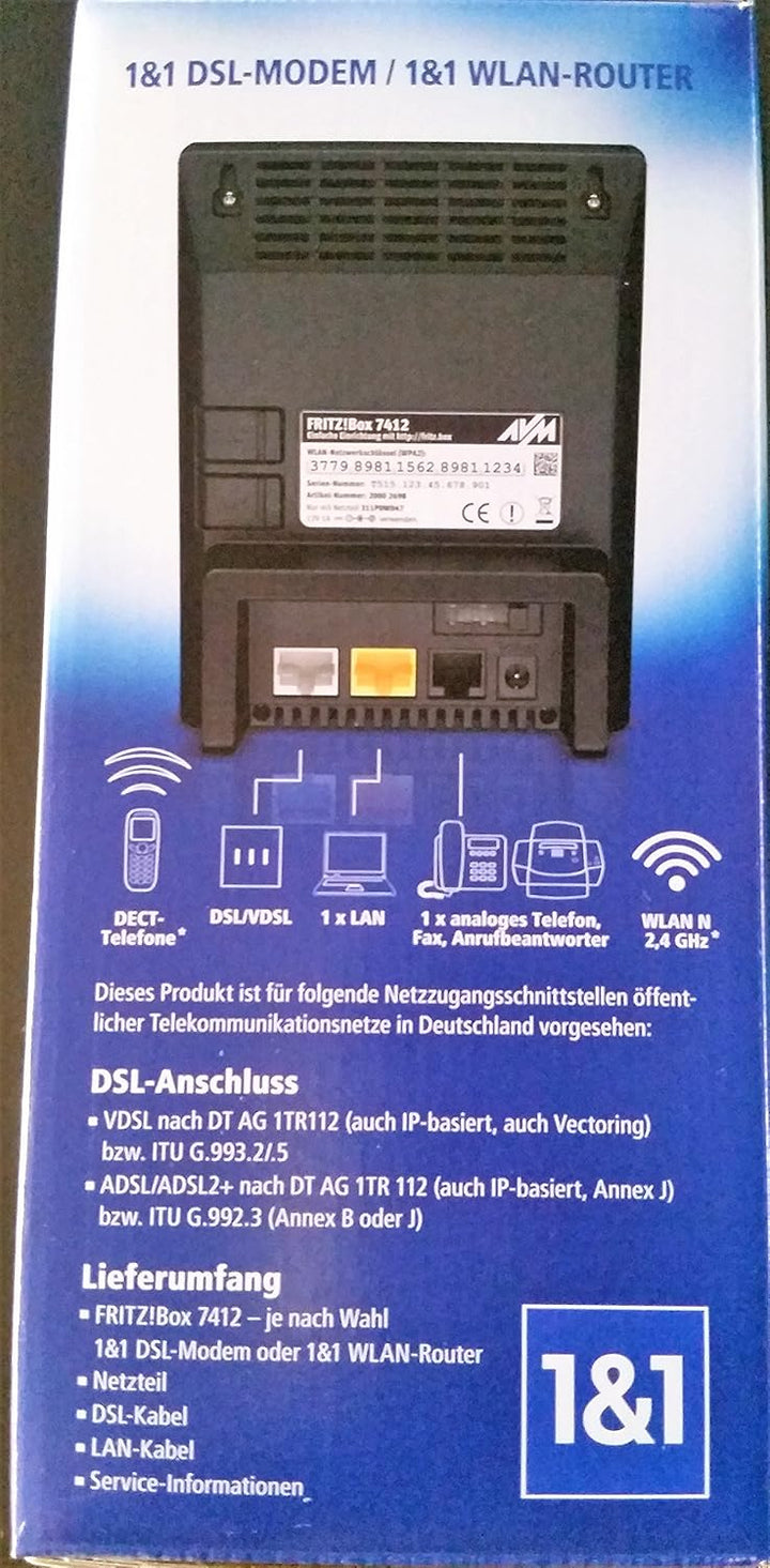 Fritzbox 7412 von 1&1 DSL Modem/WLAN Router
