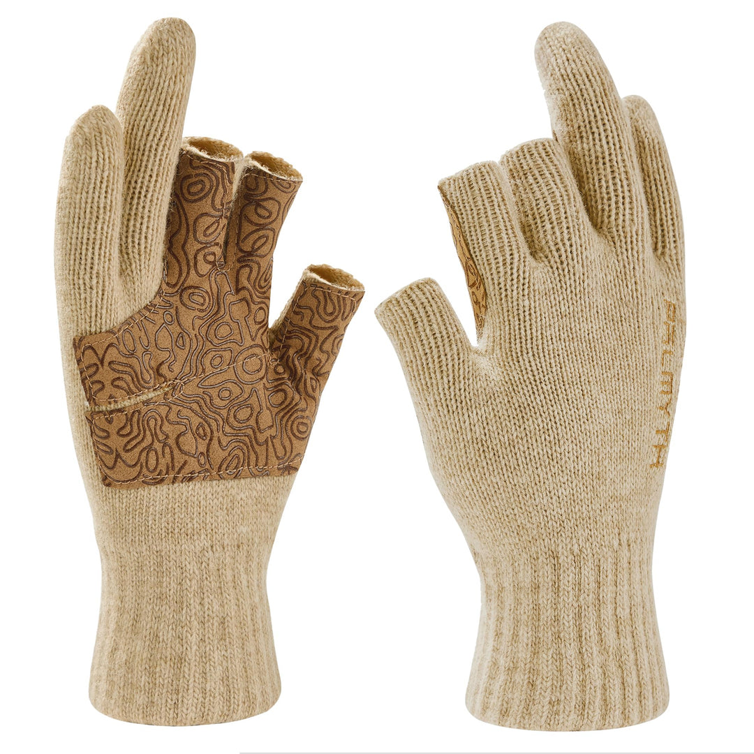 Palmyth Wolle Angelhandschuhe 3-Schnitt-Finger Warm für Männer und Frauen Kaltes Wetter Fingerlose H