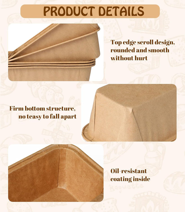 Kastenform Kuchen 50 Stück Papierbackform 15.5x5.4x5.3cm Einweg Kuchenformen Brot Rechteck Kasten Pa