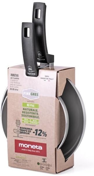 Moneta Innova Pfannenset 20 + 26 cm, FineGres natürliche Beschichtung (kein PFAS), auch für Induktio