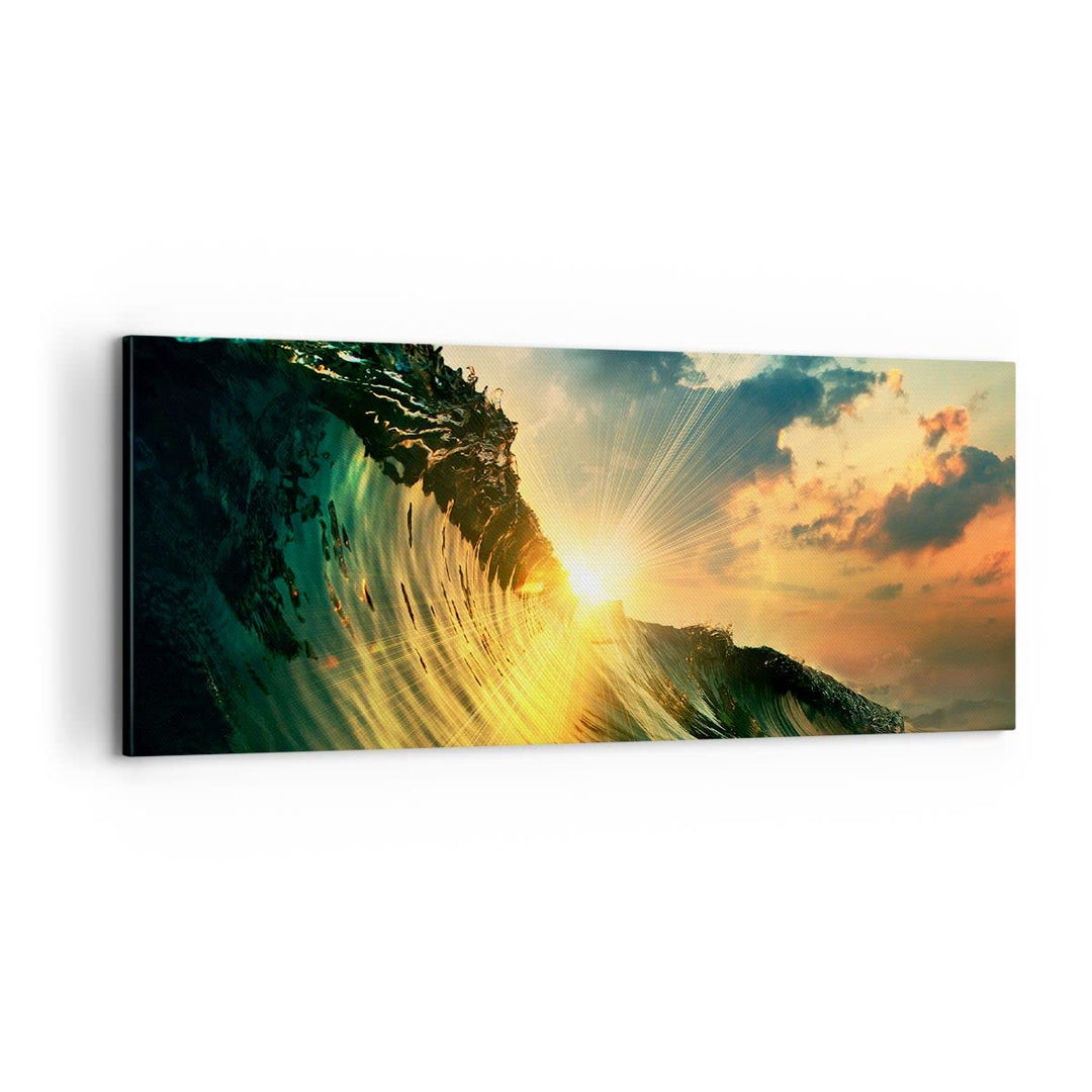 Panorama Bilder auf Leinwand 100x40cm Leinwandbild Meer Welle Wasser Gross Wanddeko Bild Schlafzimme