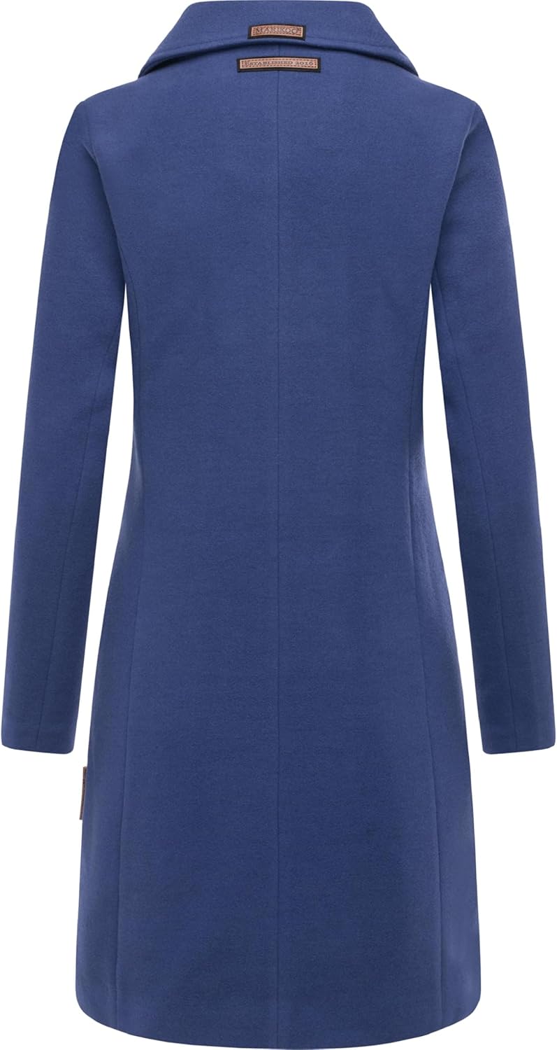 MARIKOO Damen Wollmantel Langer Trenchcoat mit Reversekragen Nanakoo XS-5XL XS Blue Violet, XS Blue