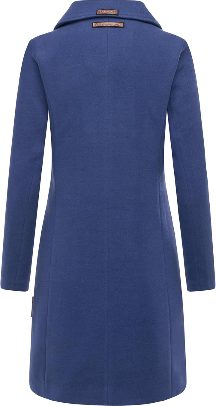 MARIKOO Damen Wollmantel Langer Trenchcoat mit Reversekragen Nanakoo XS-5XL XS Blue Violet, XS Blue
