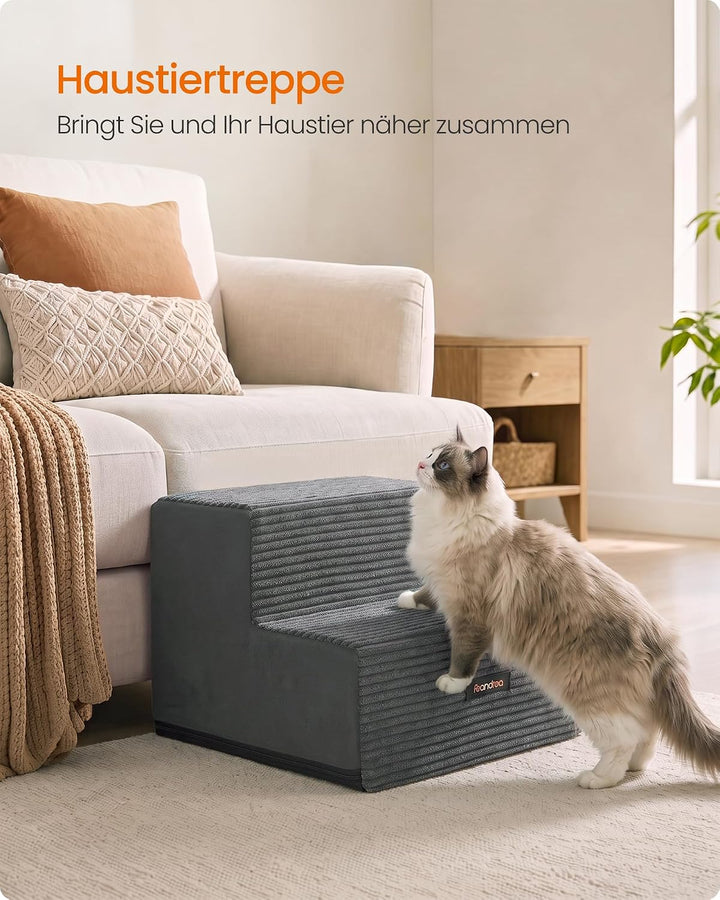 Feandrea Hundetreppe, 2 Stufen, aus Schaumstoff, 30 x 38 x 28 cm Bleigrau 2 Stufen (30T cm), Bleigra