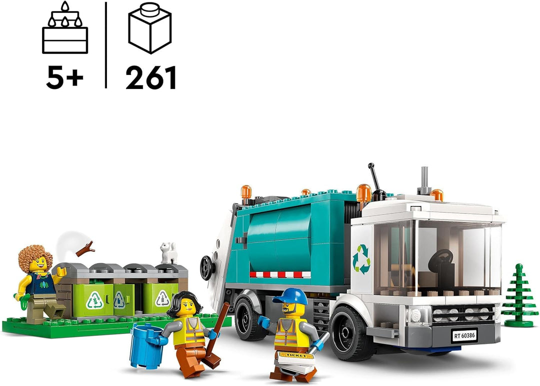 LEGO City Müllabfuhr, Müllwagen Spielzeug mit Mülltonnen für Kinder ab 5 Jahren, Lern- und Sortiersp