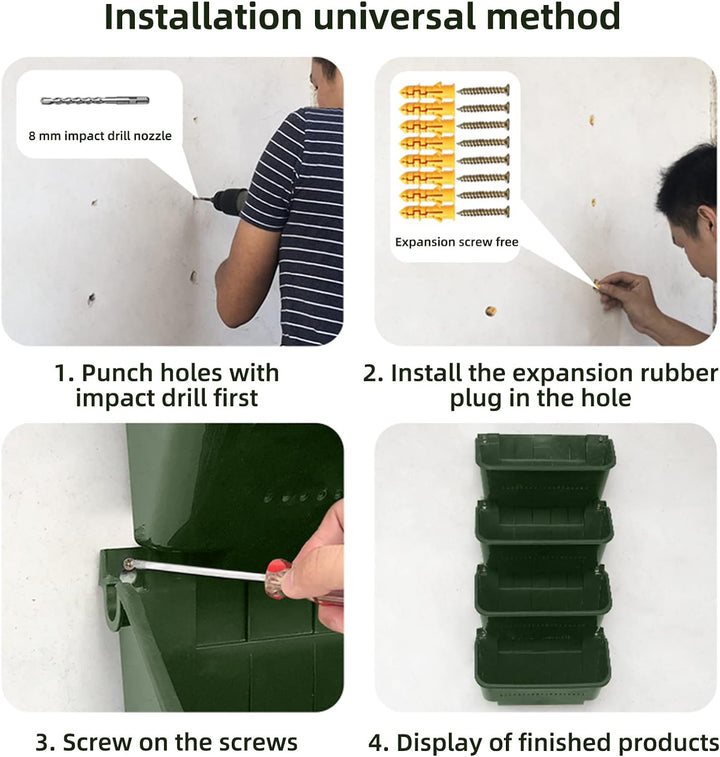 CEIEVER Hängende vertikale Wand Pflanze, Vertikaler Garten Pflanzenwand mit 4 Taschen Wandmontierter