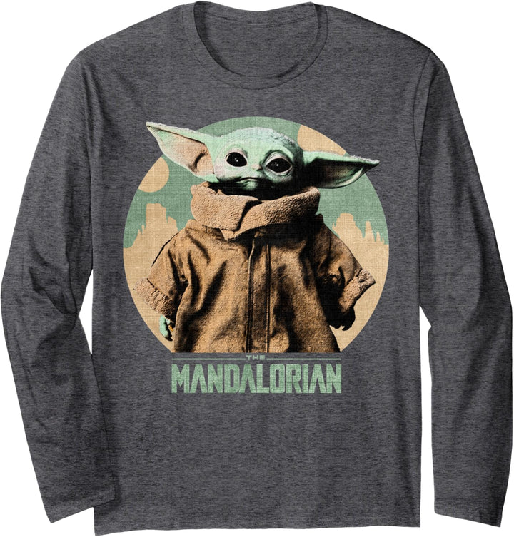 Star Wars The Mandalorian The Child Faded Portrait Langarmshirt
