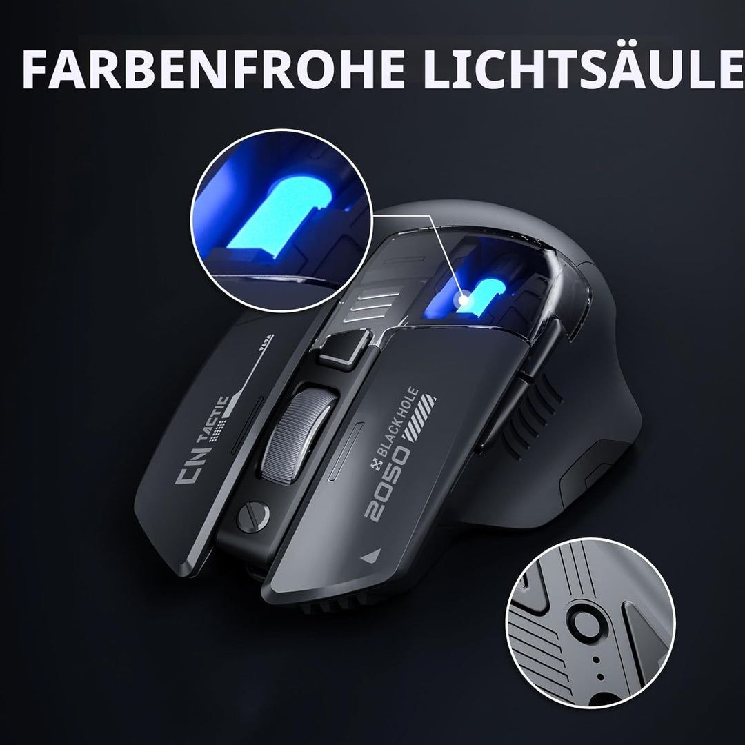 inphic A9 Explorer Bluetooth Maus, Dual-Mode Bluetooth 5.0/2.4G Maus kabellos Aufladbar, 2400 DPI, R