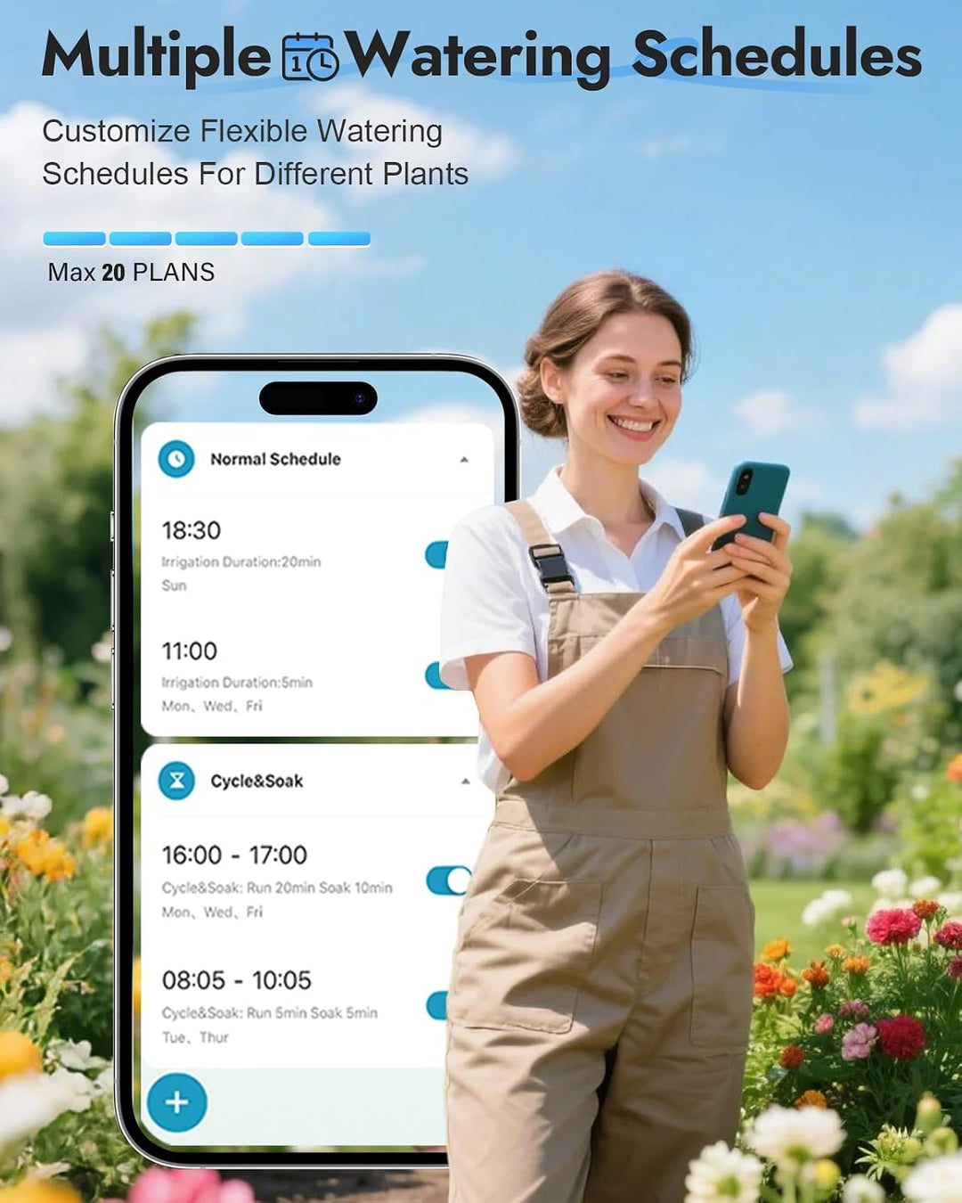 WiFi-Wasser-Timer für Gartenschlauch, Kein WLAN-Hub,Messing-Einlass/Auslass 1 Zone-Brass Inlet Outle