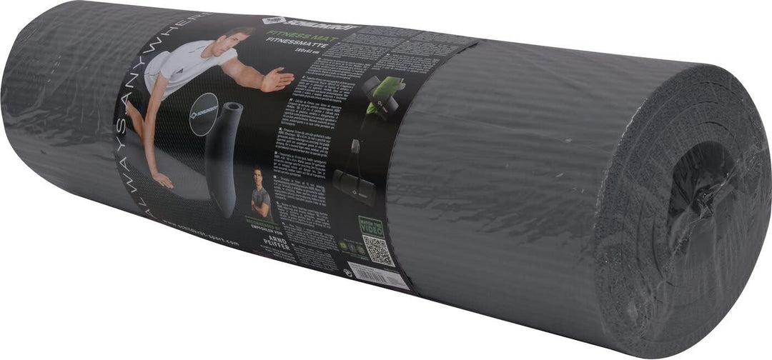 Schildkröt Fitnessmatte, 10 mm, rutschfeste Gymnastikmatte, mit Tragegurt, 183 x 61 x 1,0cm Grau, 96