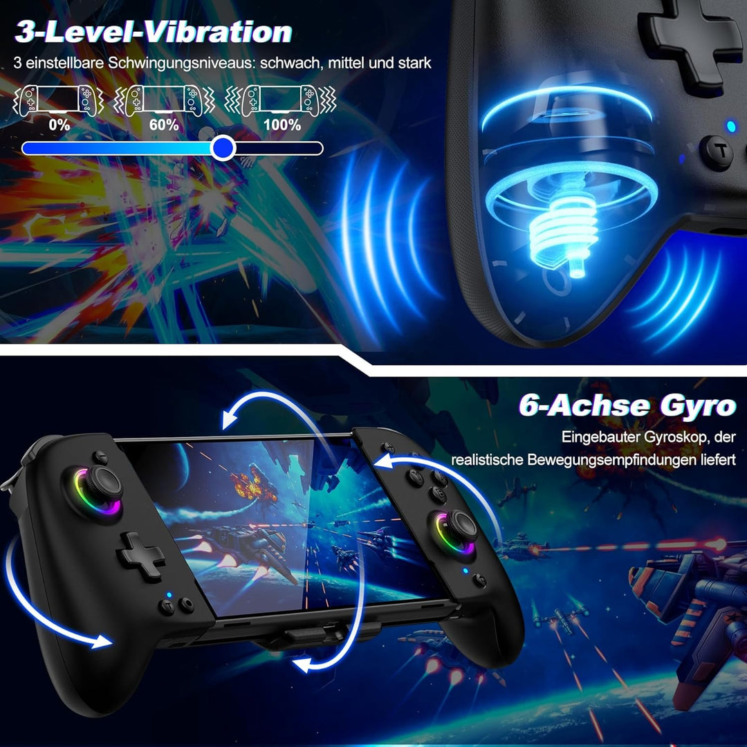 ALEEMTRY Switch Controller, Wireless für Handheld-Modus Mit Turbo/1000mAh/Programmierbare/6 Achsen G