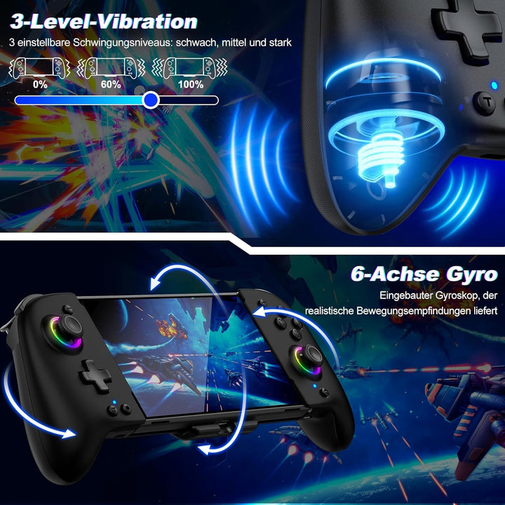 ALEEMTRY Switch Controller, Wireless für Handheld-Modus Mit Turbo/1000mAh/Programmierbare/6 Achsen G