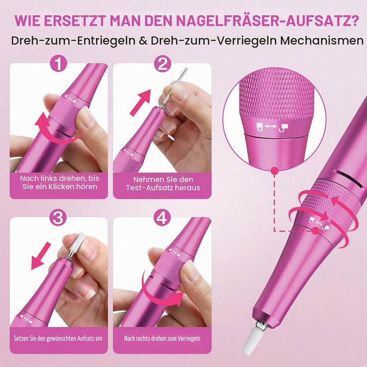 Elektrischer Nagelfeile Nagelfräser für Gelnägel, 45000 U/min Nagelfräser Professioneller mit LCD-An
