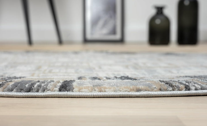 MY-RUG Teppich Ola rund Creme 120 x 120 cm Runder Esszimmerteppich in kurzflor, Badezimmerteppich in