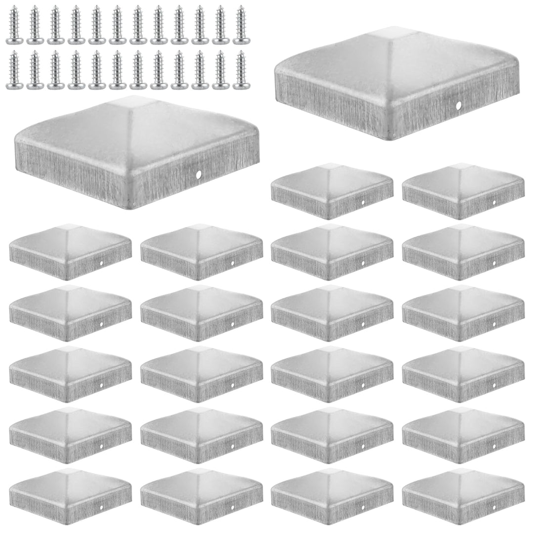 24 Stück Pfostenkappe 9x9 cm, Edelstahl Zaunpfosten Kappen pfostenabdeckung 91x91 mm, Zaunpfosten Me