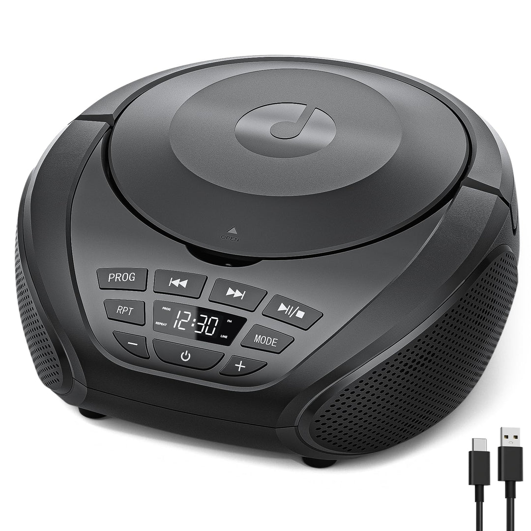 Gueray CD Player Tragbar Boombox Radio mit CD-Player CD Spieler mit Lautsprecher Display Unterstützu