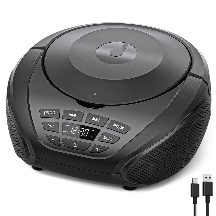 Gueray CD Player Tragbar Boombox Radio mit CD-Player CD Spieler mit Lautsprecher Display Unterstützu