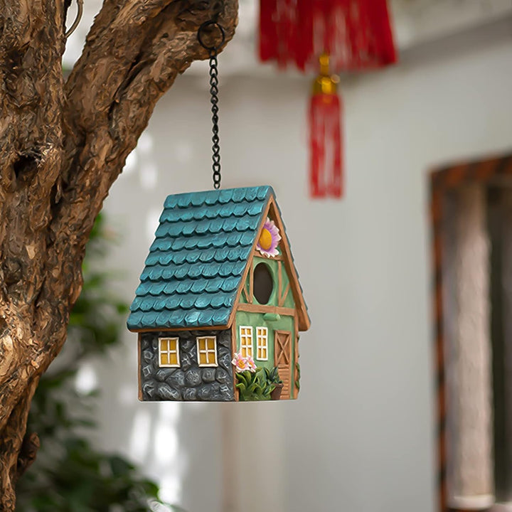 Holz Vogelhaus Nistkasten 21 x 15 x 13cm Mit Dekorativem Holzdach, Haus für Vögel, Vogelhäuschen für